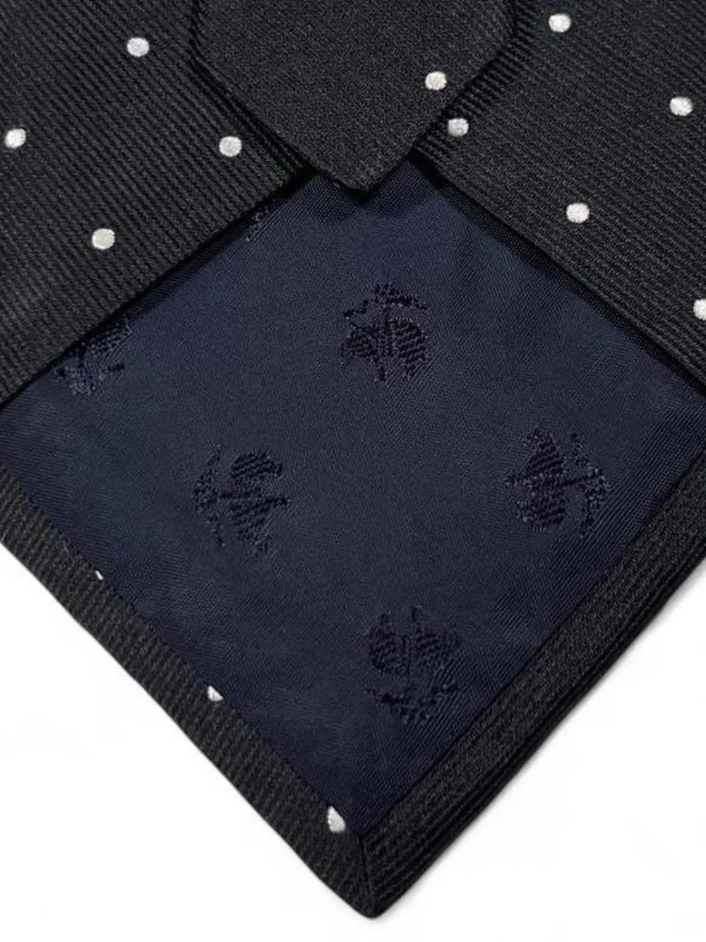 Brooks Brothers 1818 Pure Silk Black & White Polka Dot Tie L58